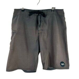 RVCA‎ Industry Swim Boardshorts Men 34 Brown Black Pocket Beach Ocean Surf